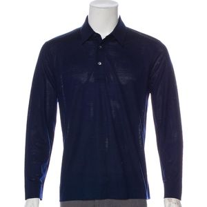 Barney's New York Long Sleeve Woven Polo Shirt